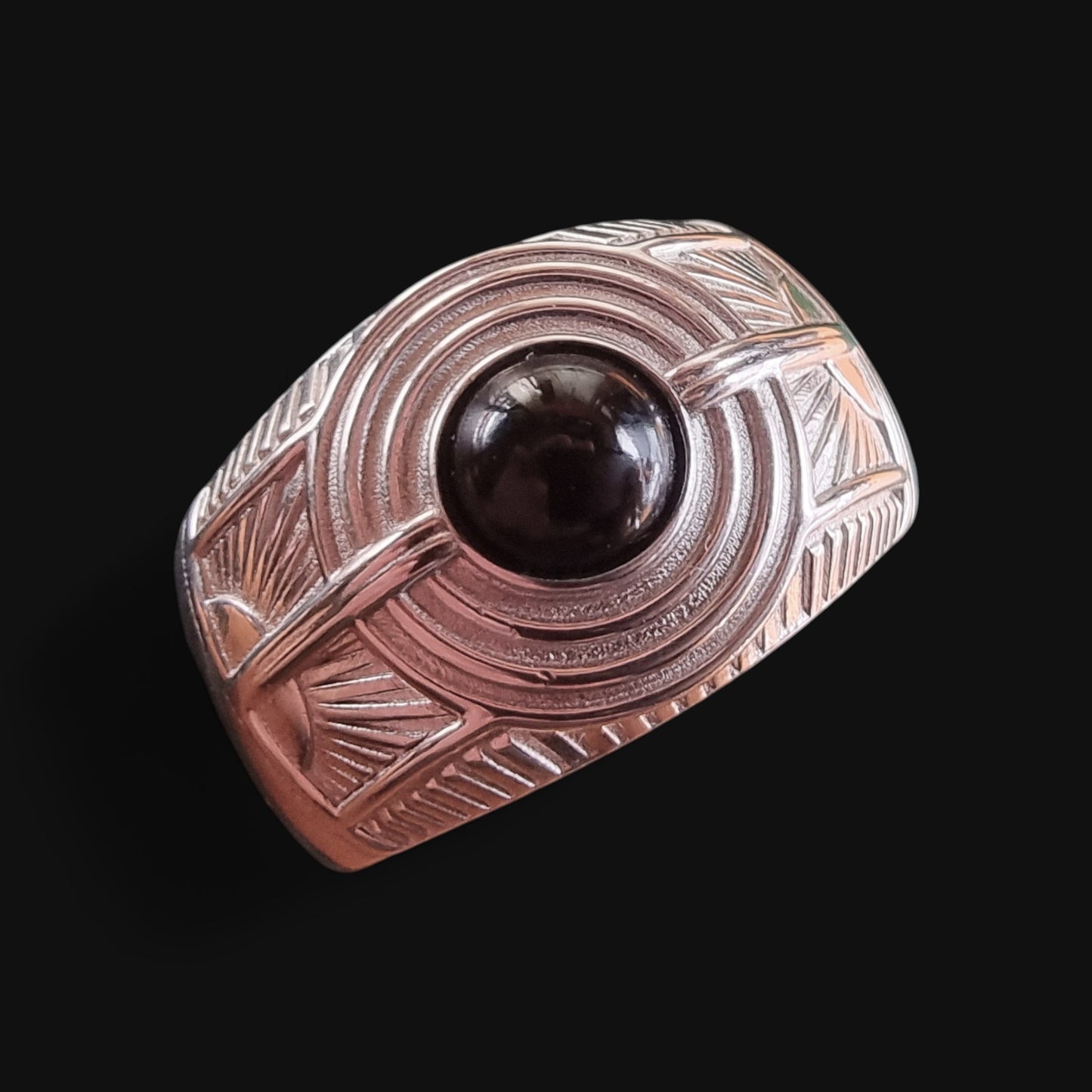 Dark Pearl Silver Ring