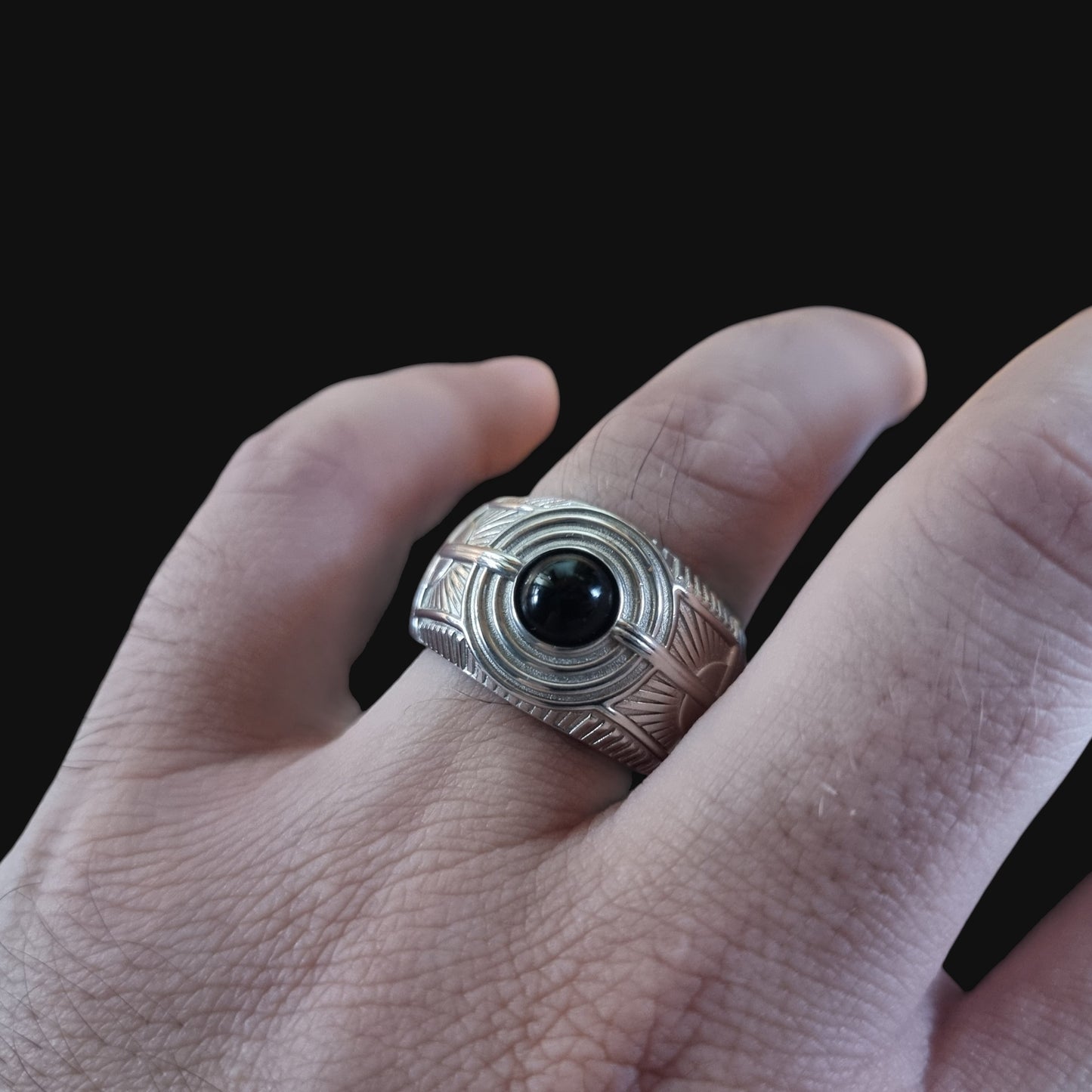 Dark Pearl Silver Ring