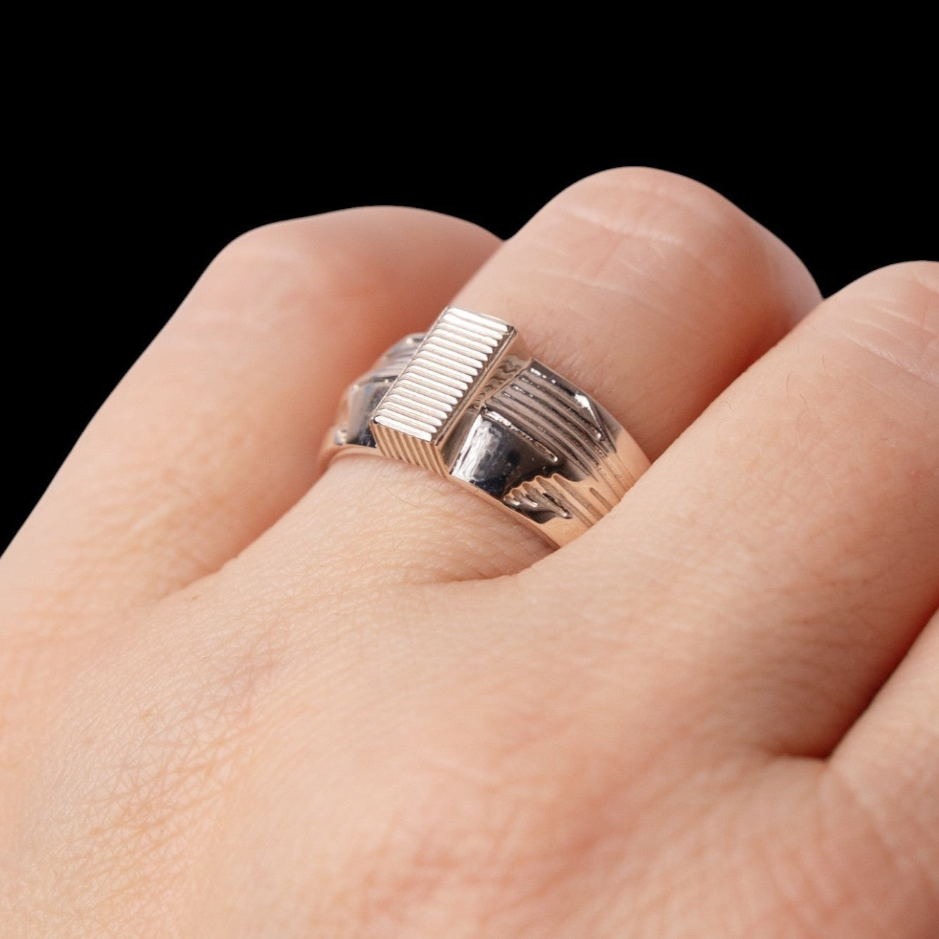 sterling silver futuristic ring