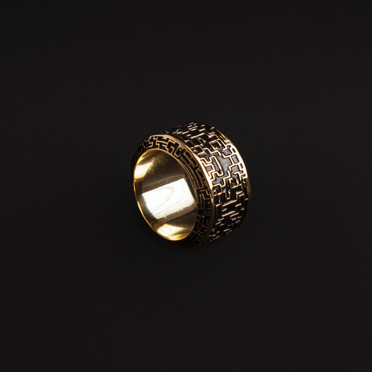 Chunky Golden ring on a dark background