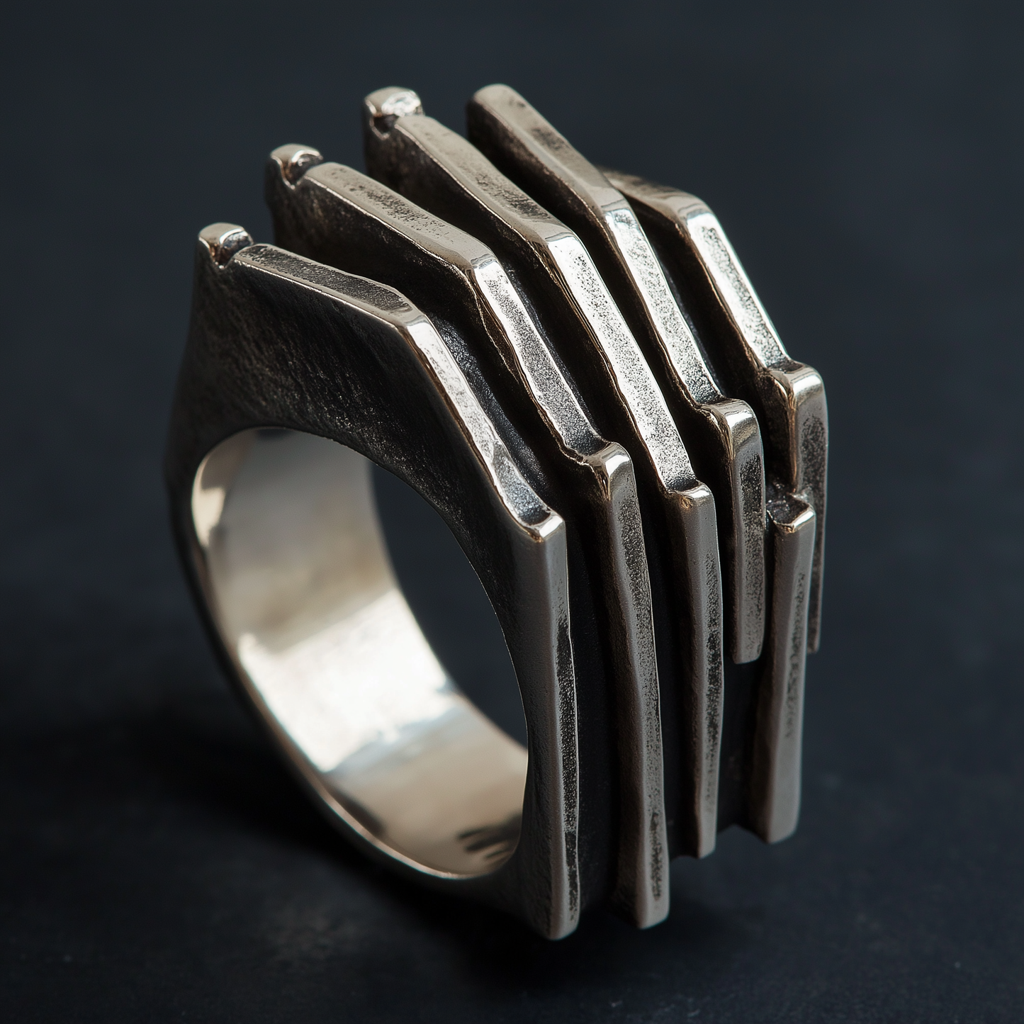 Sculpted Hand Silver ring