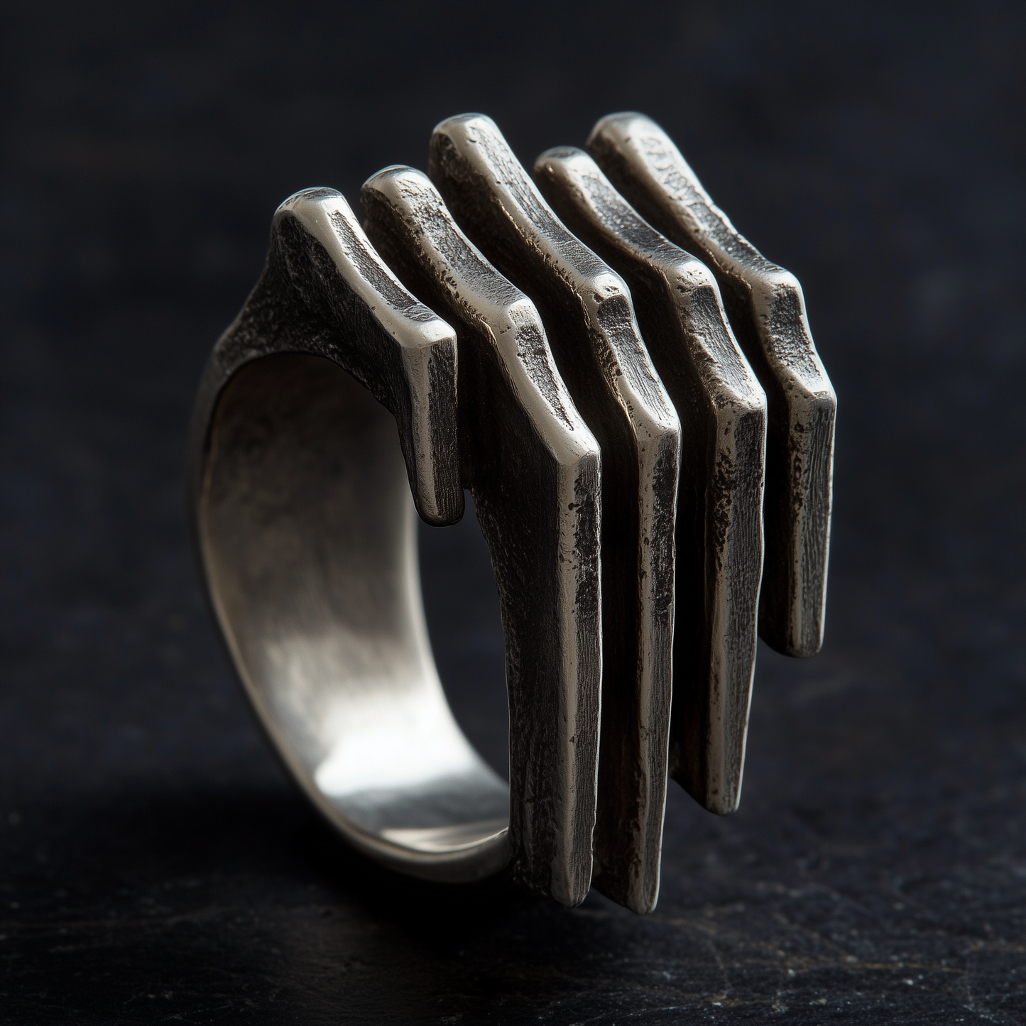 Sculpted Hand Silver ring