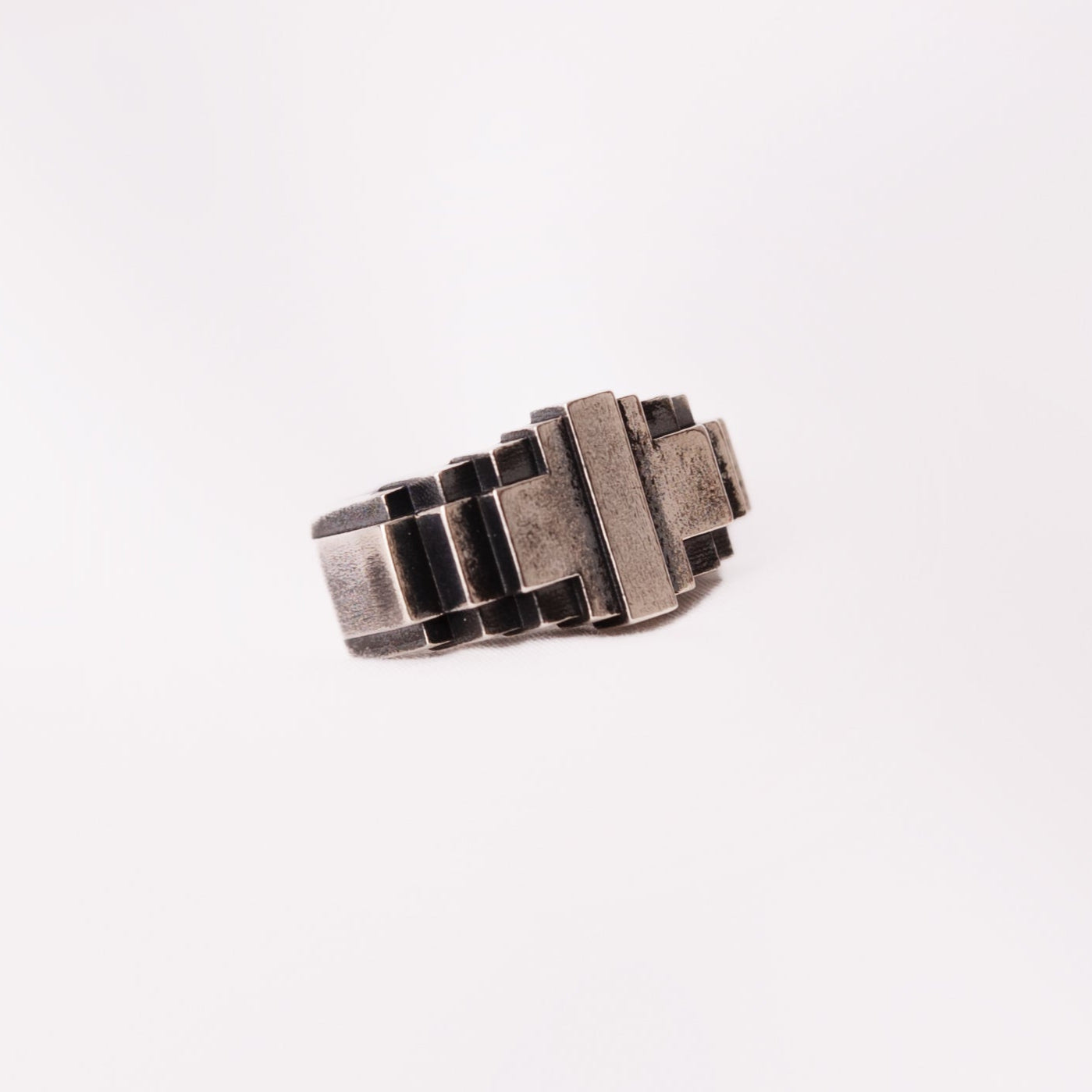 Brutalist Silver Shield Ring