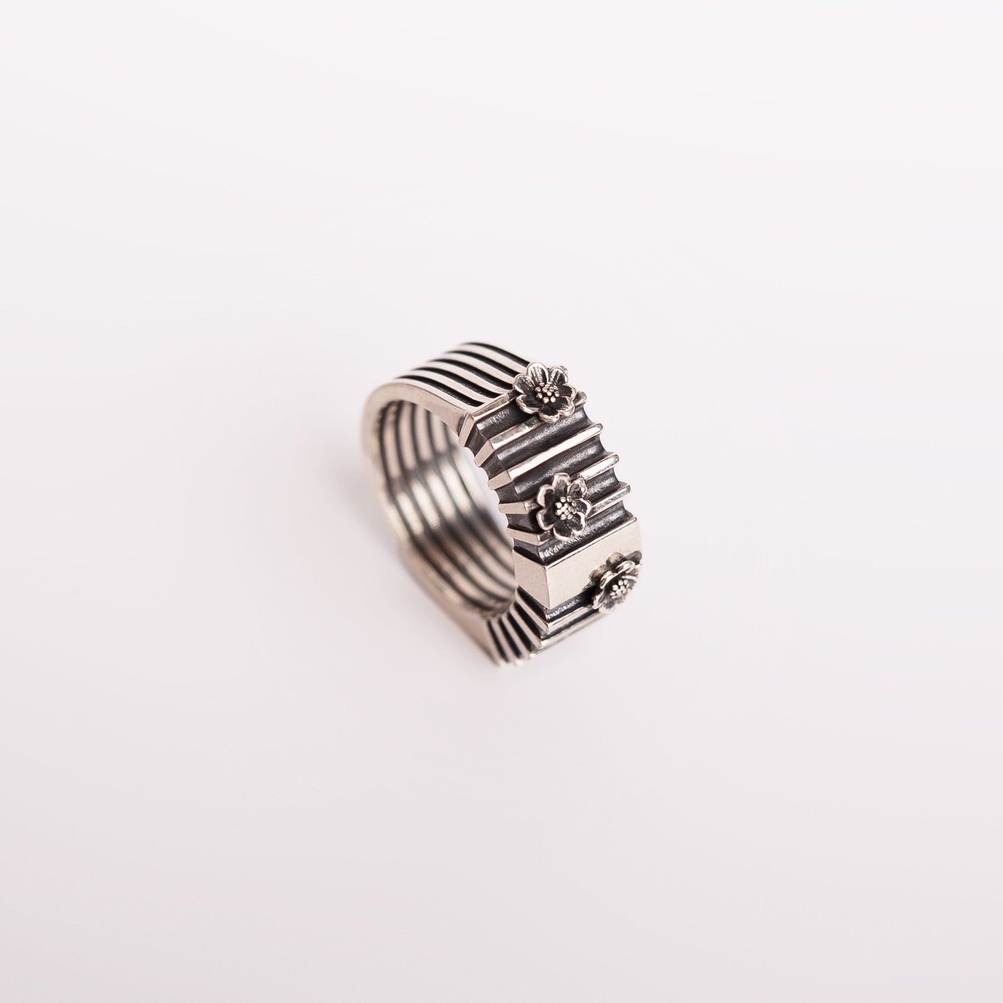 geometric cherry blossom ring