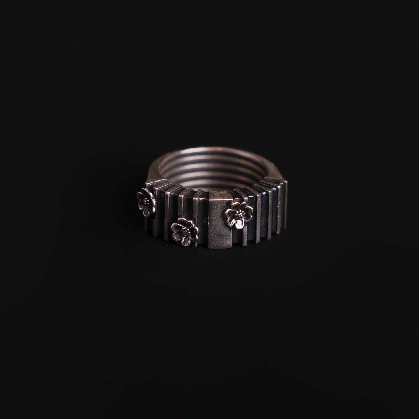 geometric flower ring