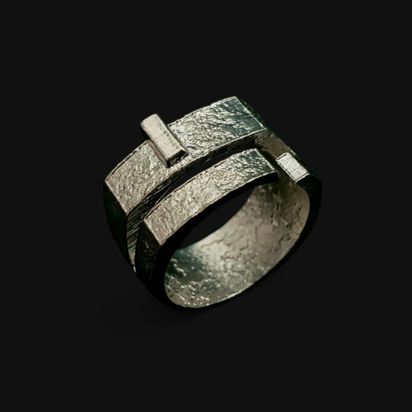 Brutalist Distressed Silver Ring