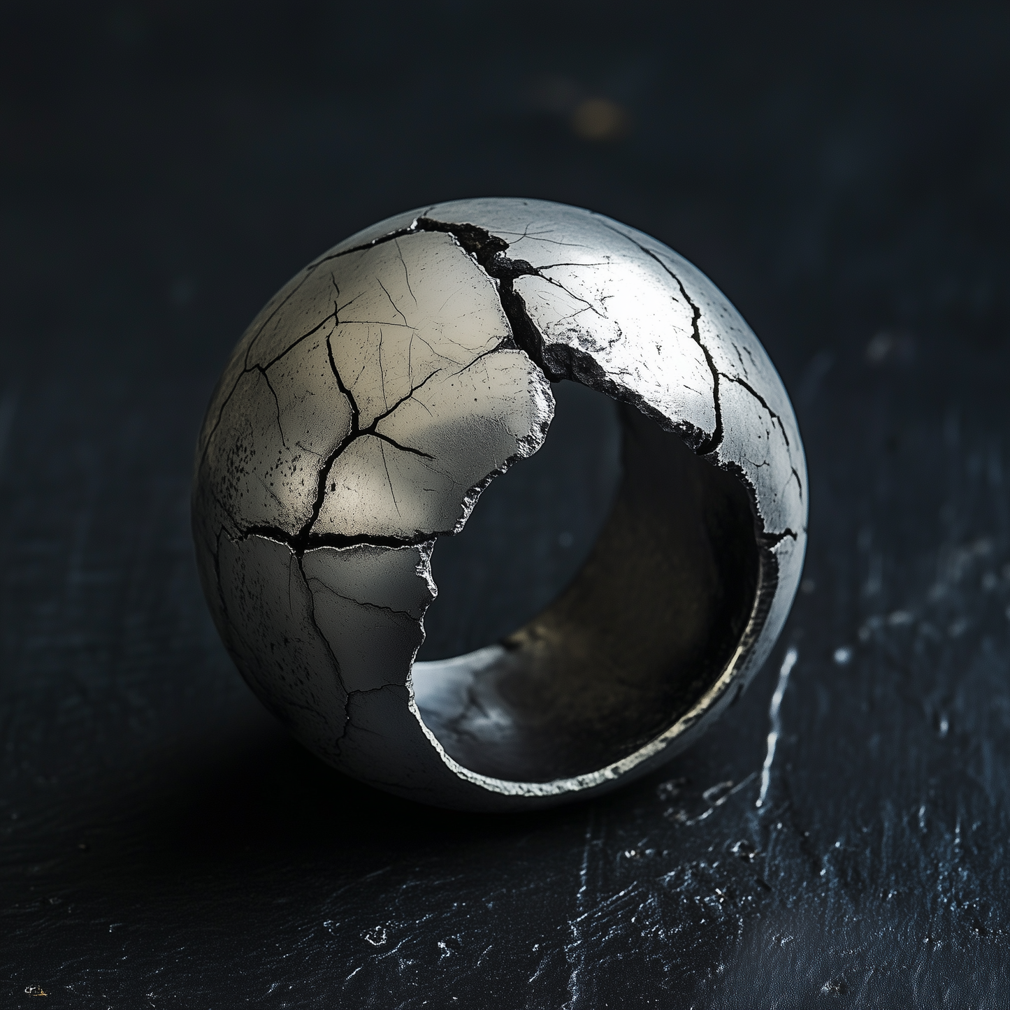 Distress Sphere Silver Ring