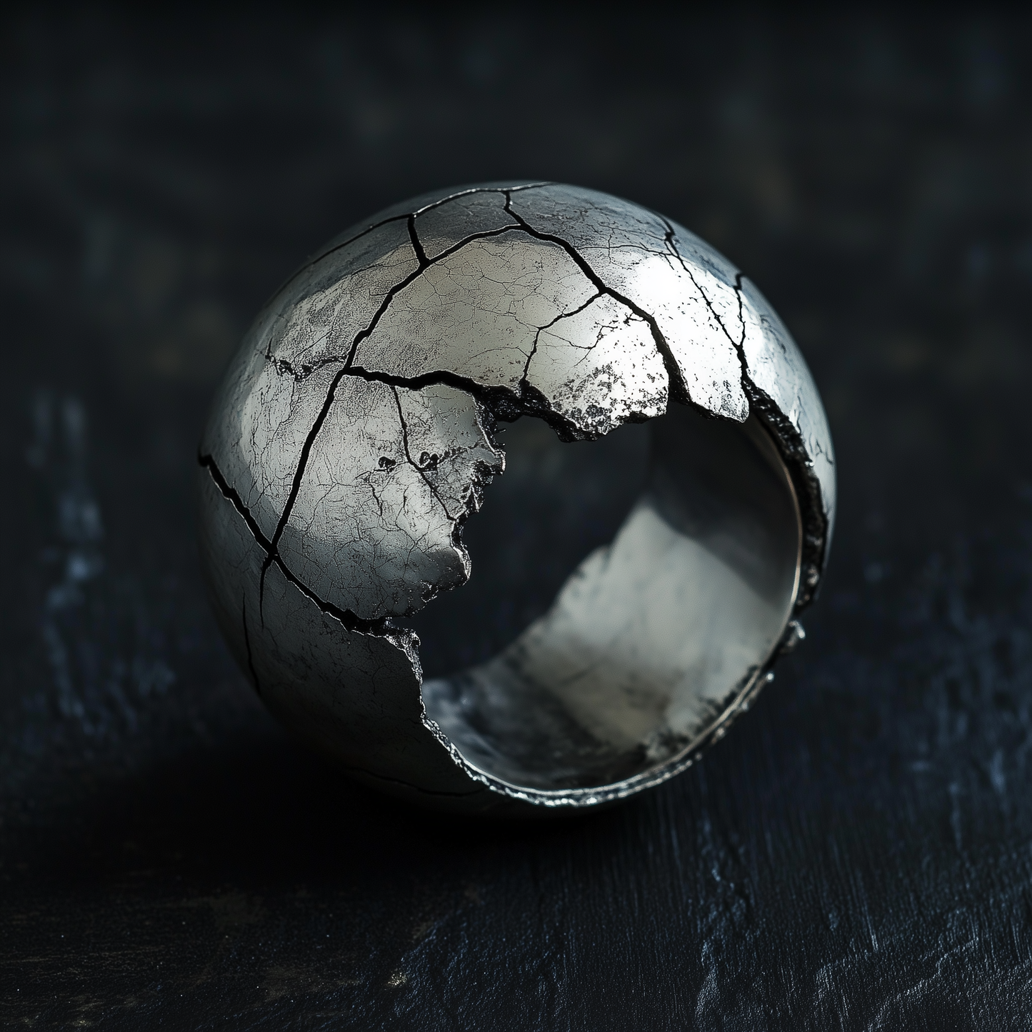 Distress Sphere Silver Ring