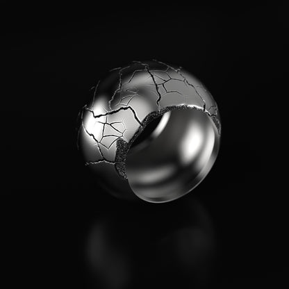 Distress Sphere Silver Ring
