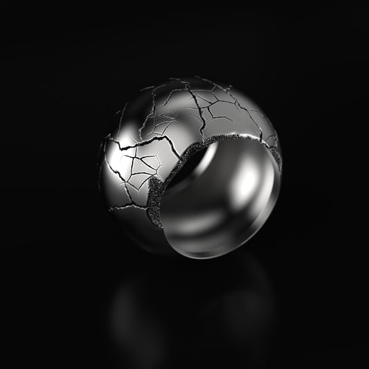 Distress Sphere Silver Ring