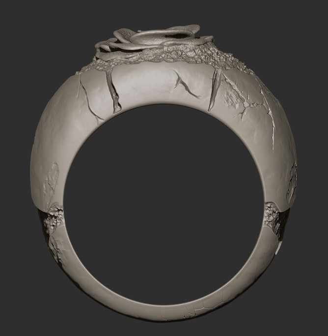 Carved Rose Silver Ring