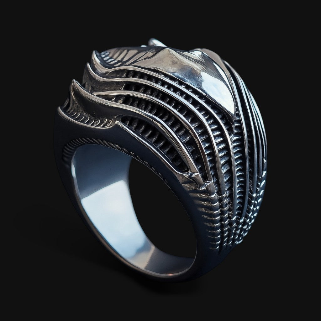 Alien Organic Silver Ring
