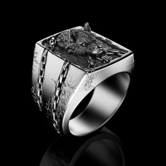Silver Wolf Ring