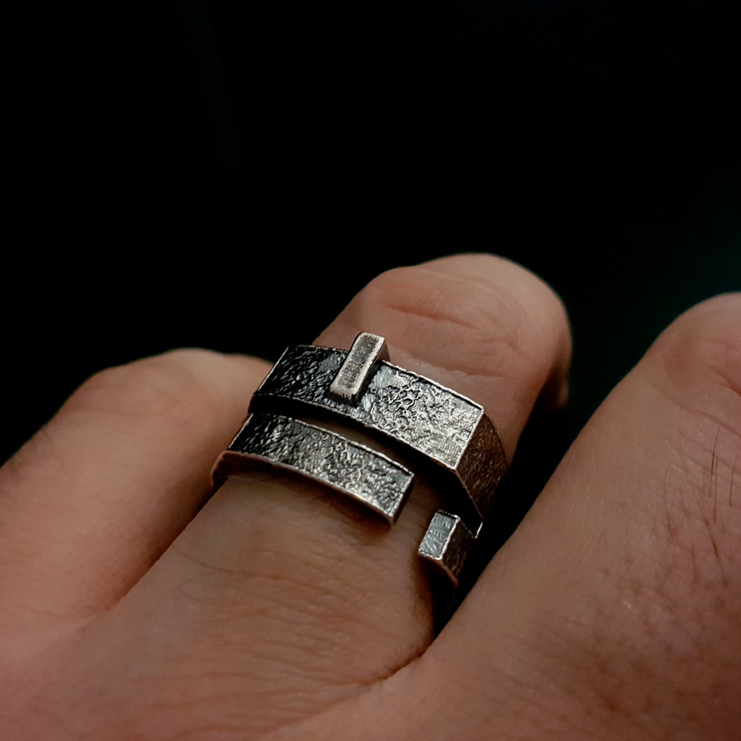 Brutalist Distressed Silver Ring