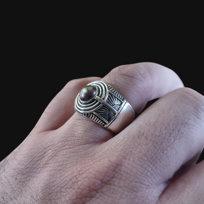Dark Pearl Silver Ring