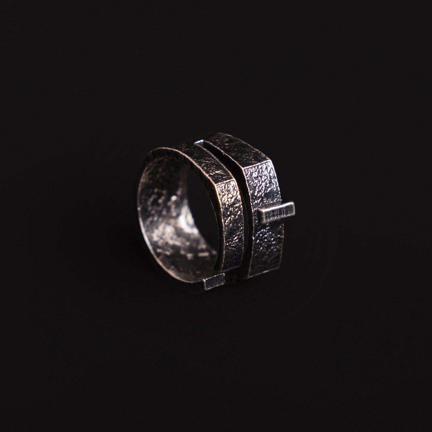 Brutalist Distressed Silver Ring