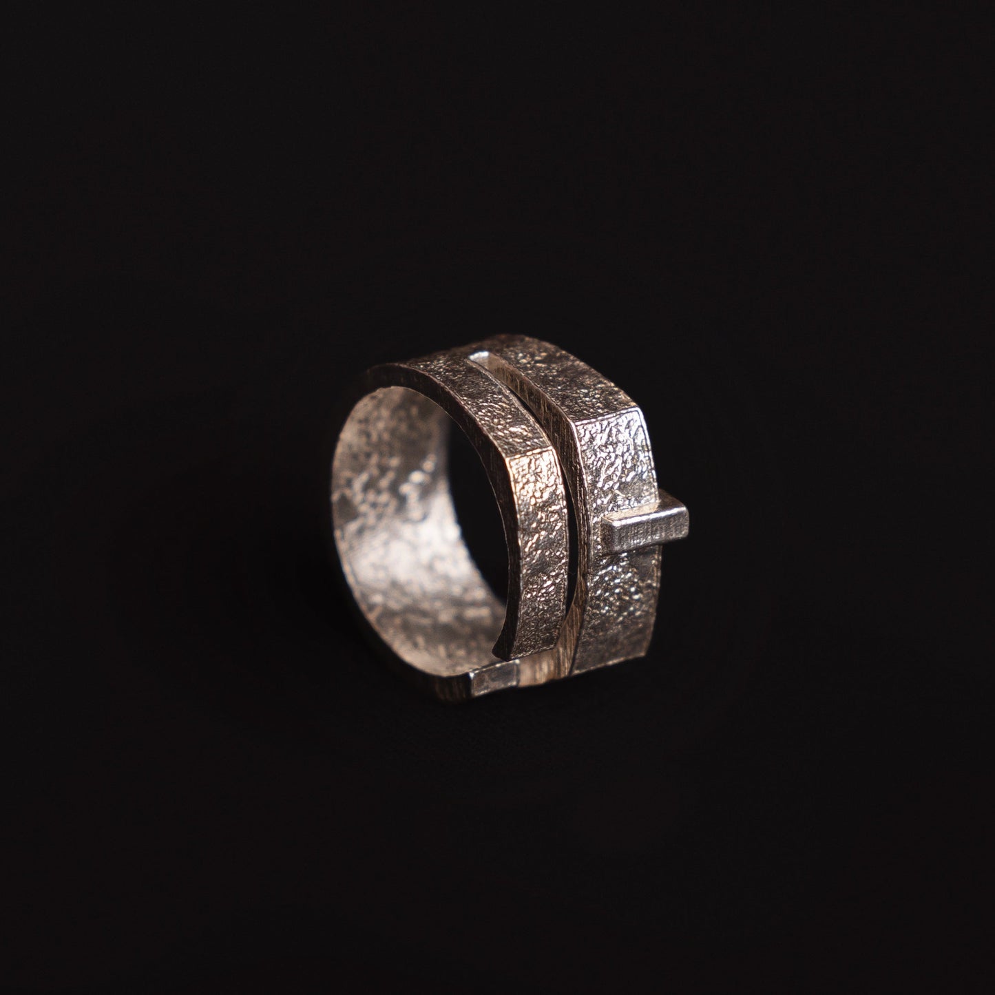 Brutalist Distressed Silver Ring