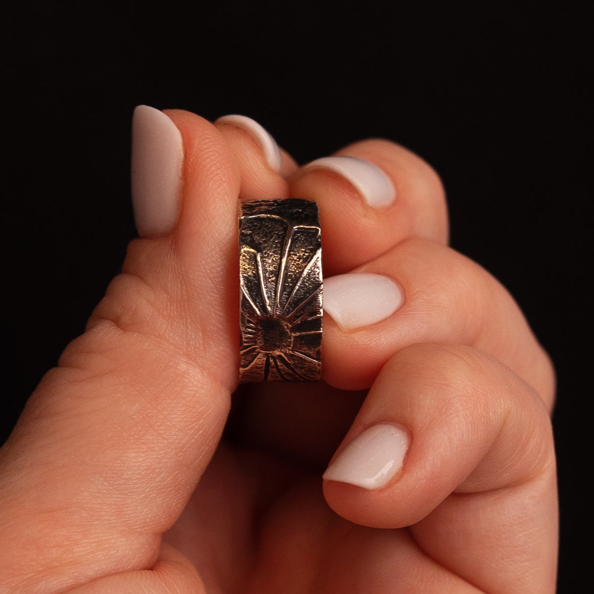 Dark Sunburst Silver Ring