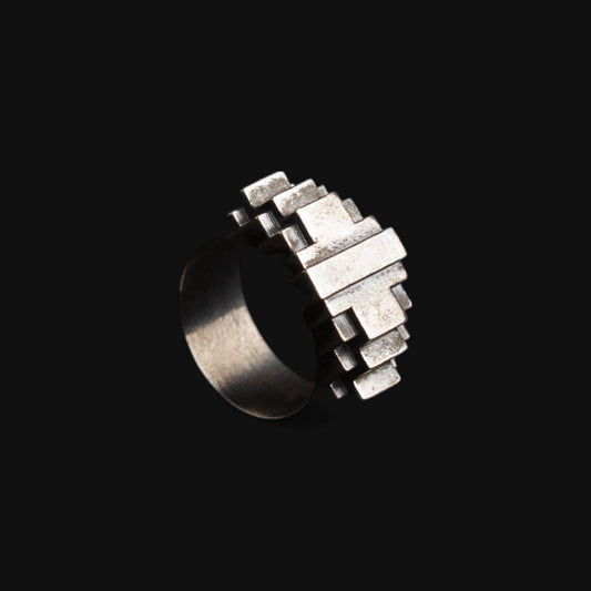 Brutalist Silver Shield Ring