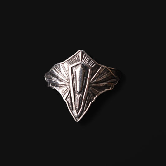 Dark Art Deco Silver Ring