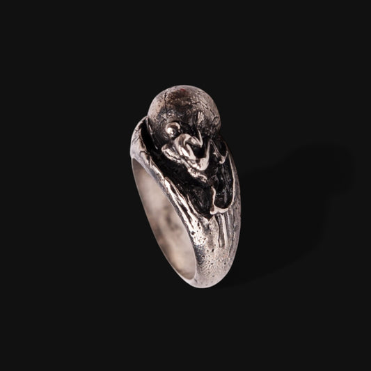 Oxidized silver Sisyphus ring