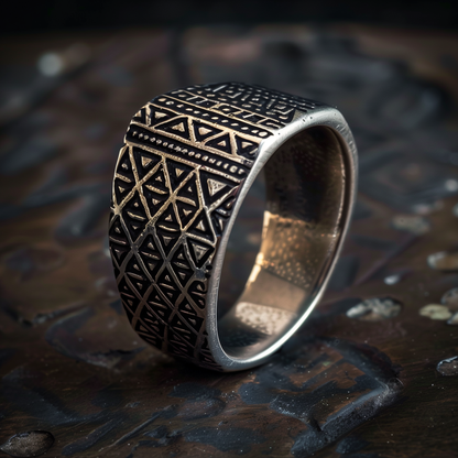 Geometric Ornate Silver Band