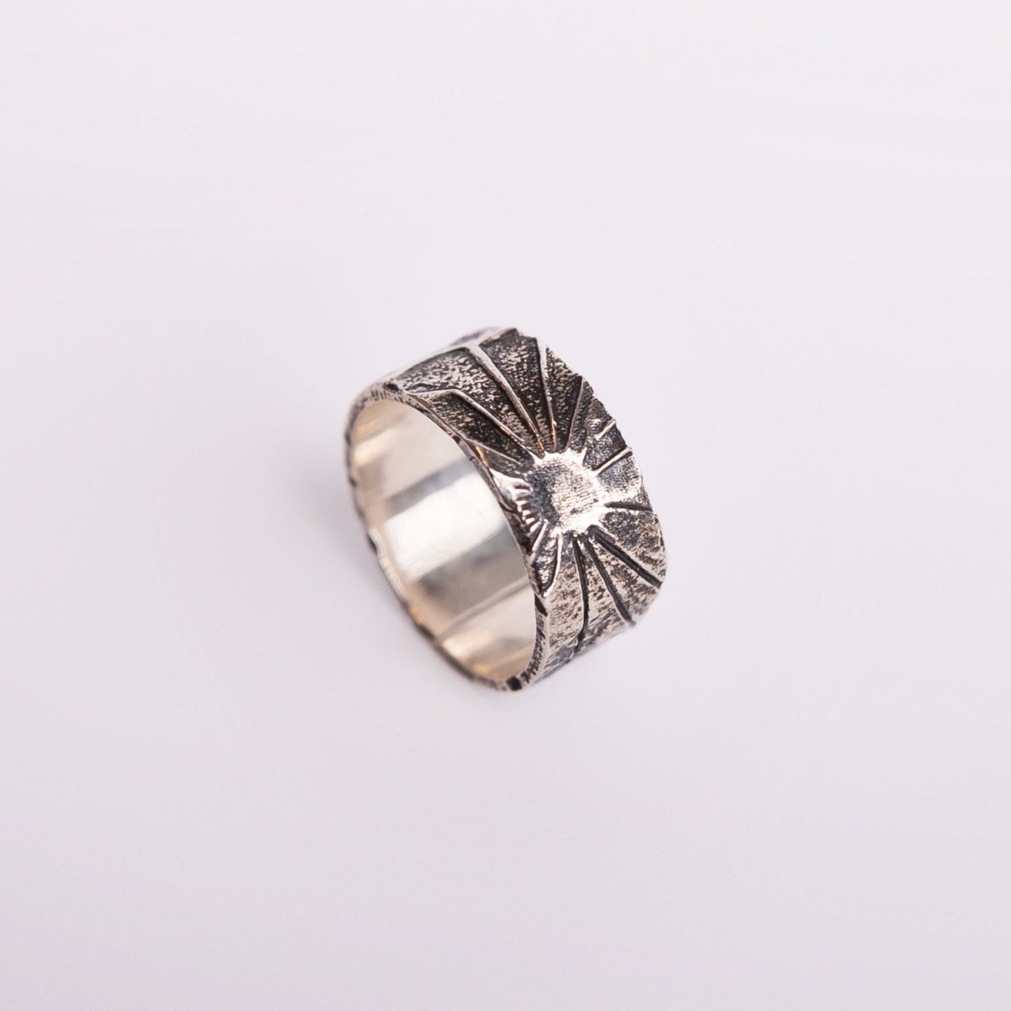 Dark Sunburst Silver Ring
