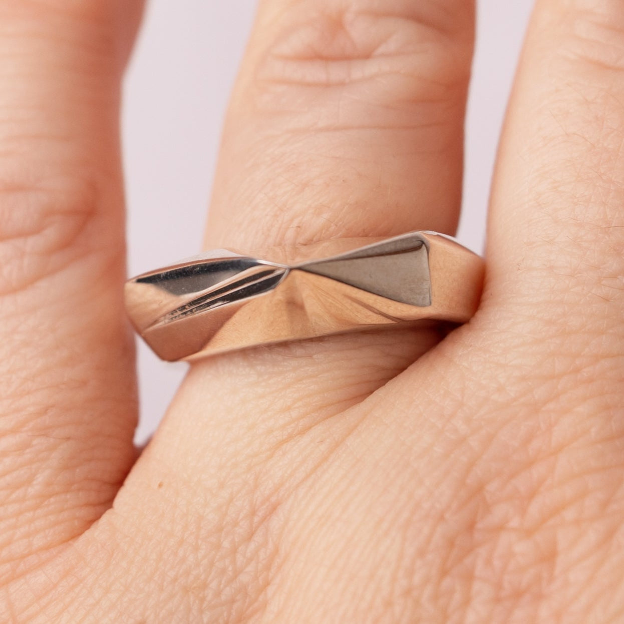 abstract mirror polished sterling silver ring