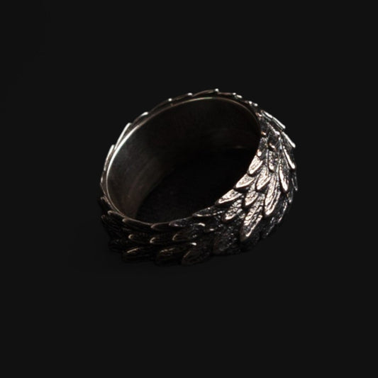 oxidized silver dragon ring