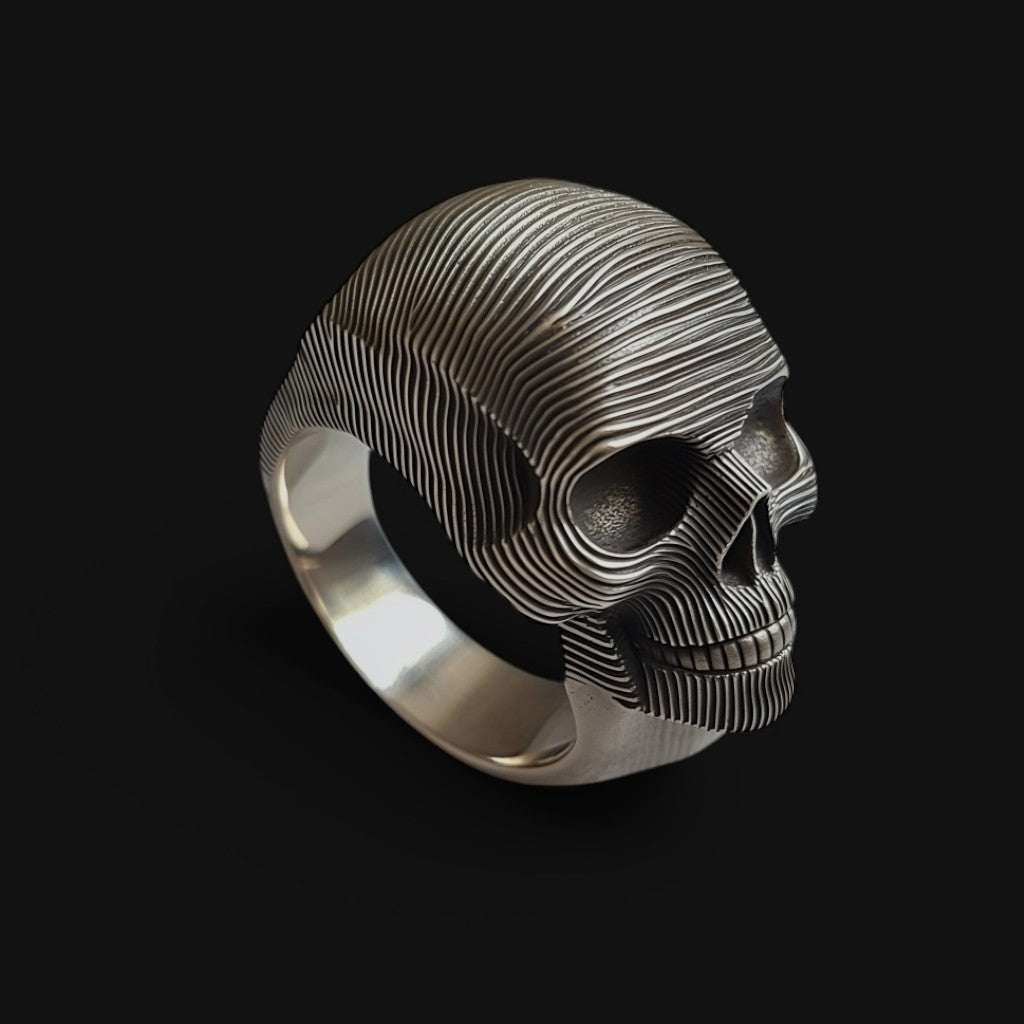 Geometric Skull Silver Ring