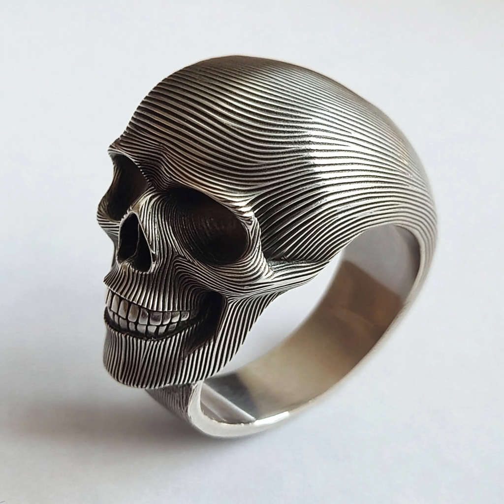 Geometric Skull Silver Ring