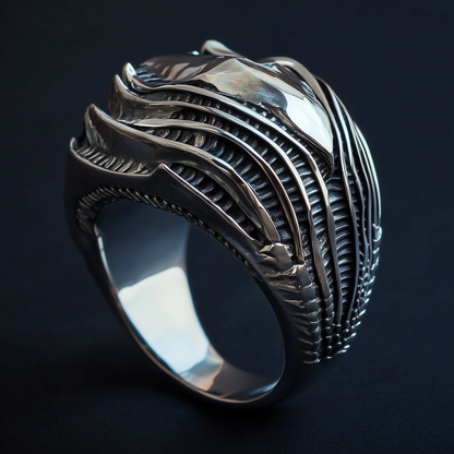 Alien Organic Silver Ring