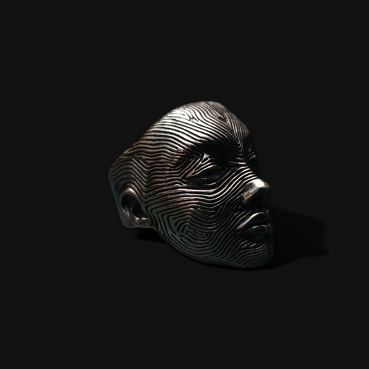 wave face ring in sterling silver